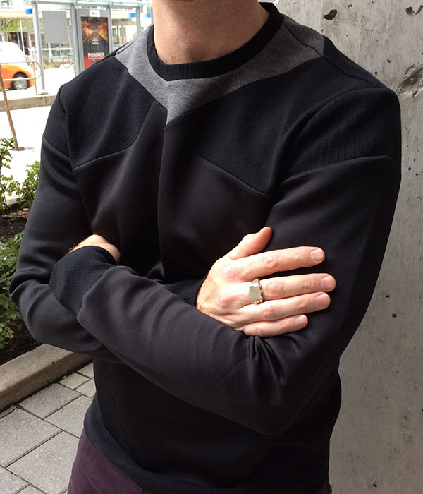 Scott Langton - Mixed Fabric Panelled Neoprene Sweater $245