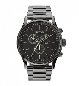 Nixon Polished Gunmetal/Lum Sentry Chrono Watch $400